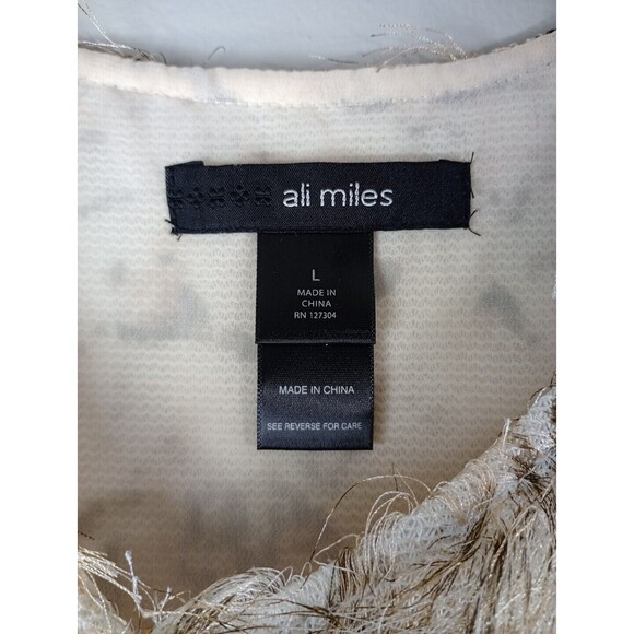 Ali Miles Animal Print Vest Large Fringe Lined Hook & Eye Closure Eyelash - Picture 2 of 9